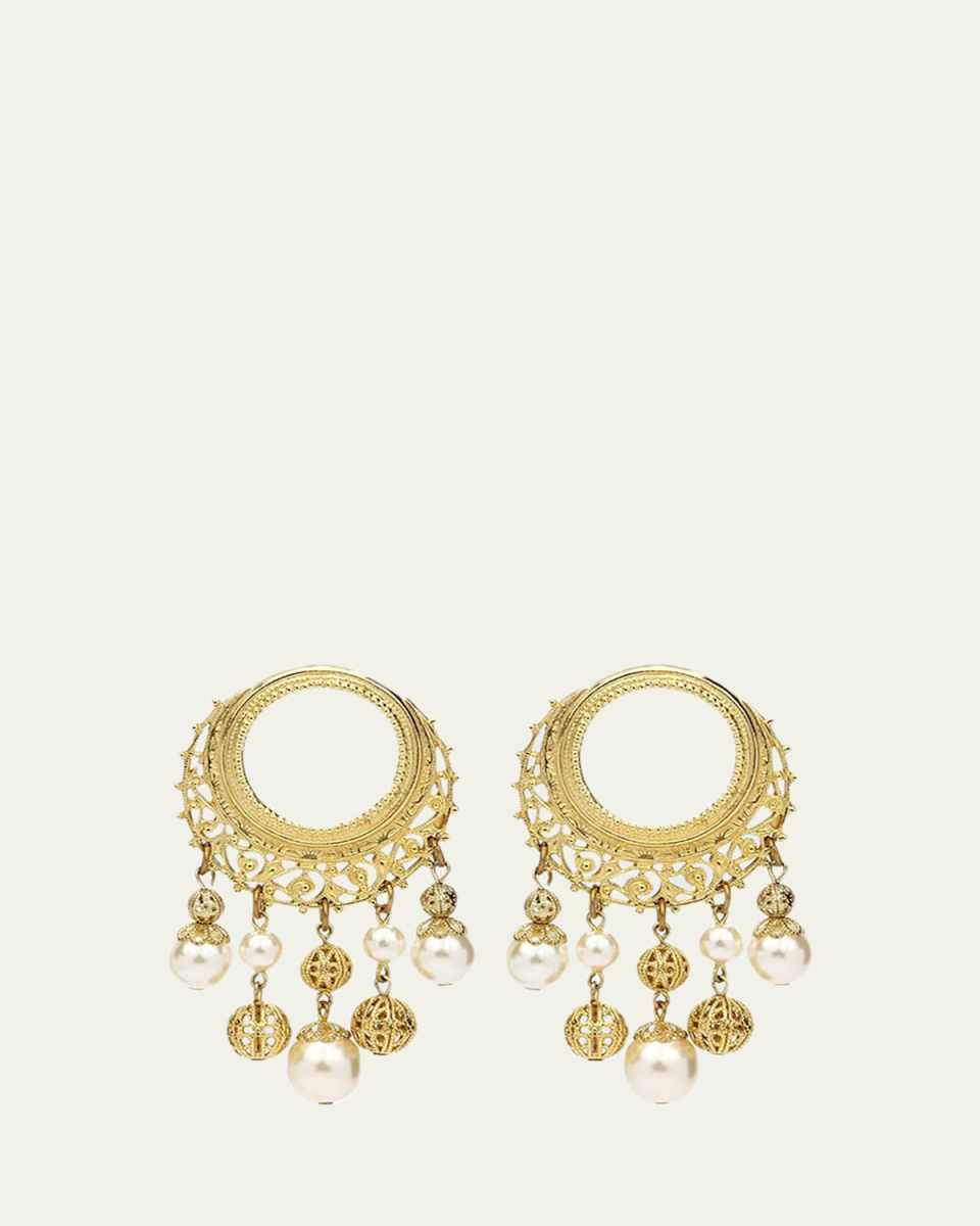 Round Pearly Drop Earrings